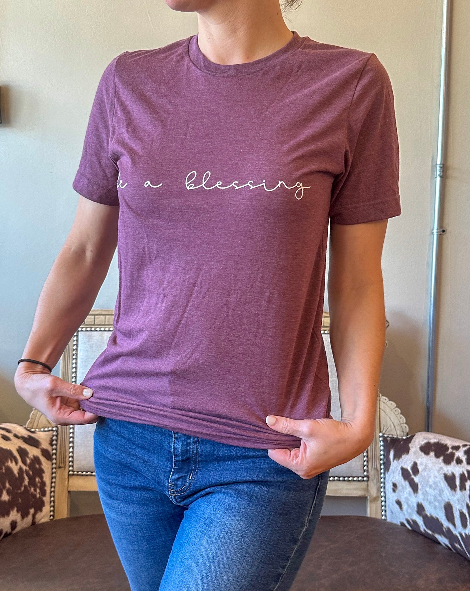 Be a Blessing Tee, Heather Maroon