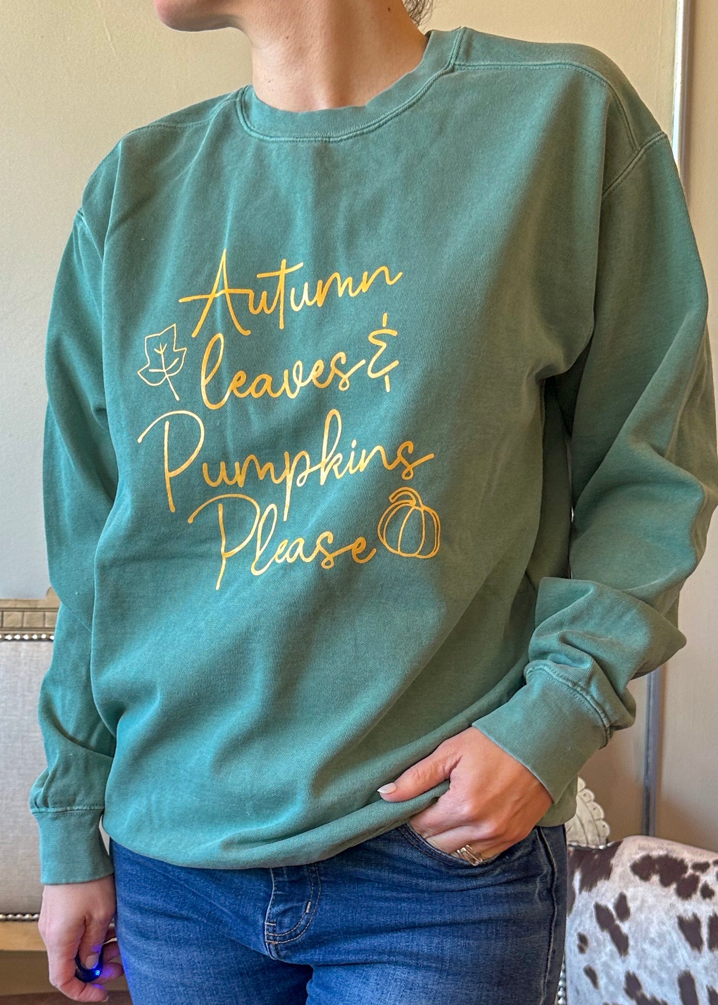 Autumn Leaves Pumpkin Please Crewneck