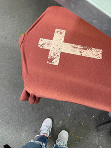 Distressed Cross Tee